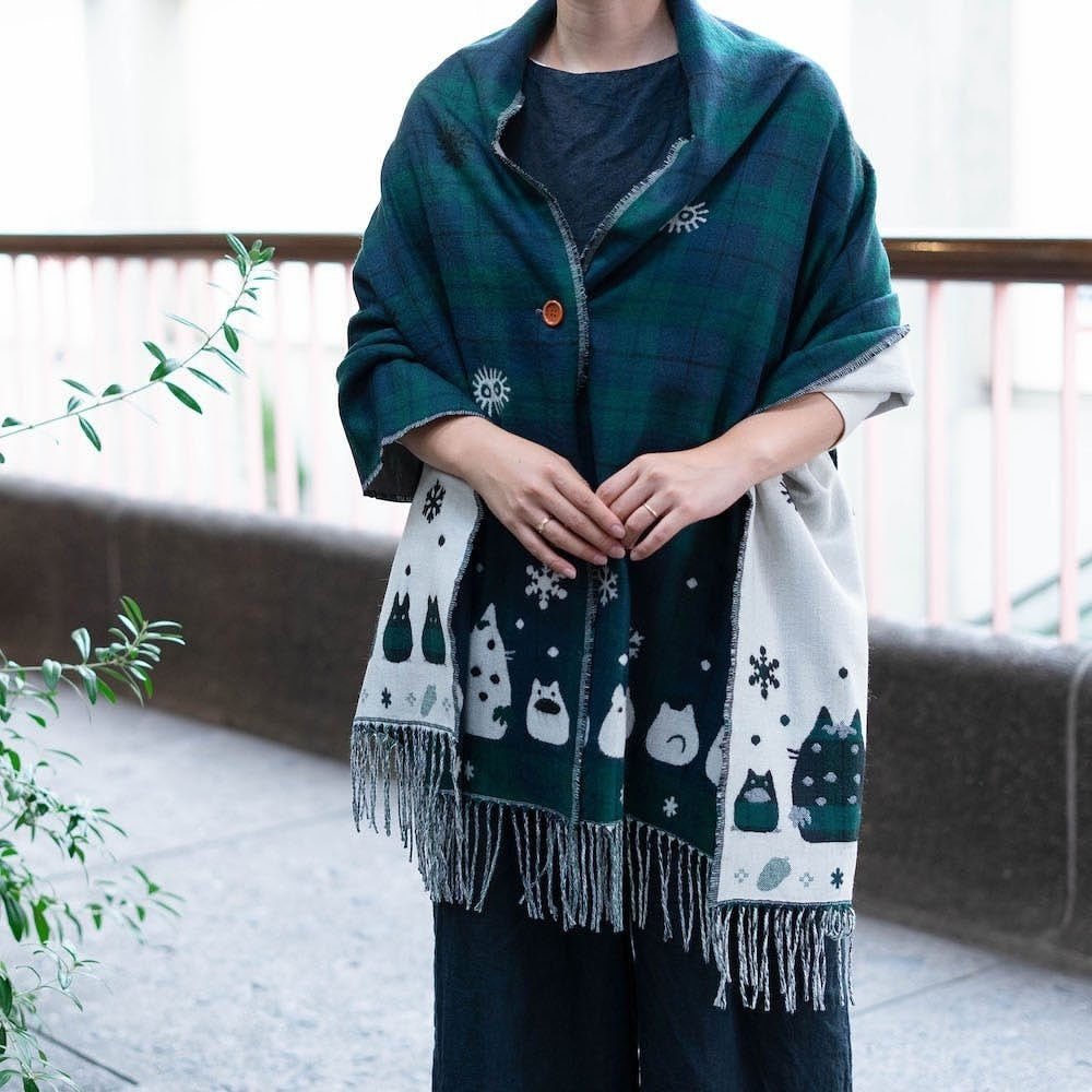 Official Ghibli Totoro Shoulder Shawl/Scarf • My Neighbor Totoro Jacquard Stole/Tippet/Cape/Put - on/Muffler - Kamaji Market