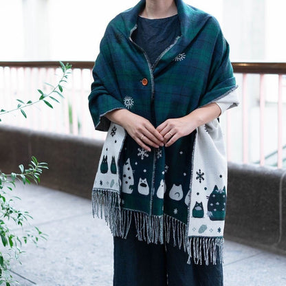Official Ghibli Totoro Shoulder Shawl/Scarf • My Neighbor Totoro Jacquard Stole/Tippet/Cape/Put - on/Muffler - Kamaji Market