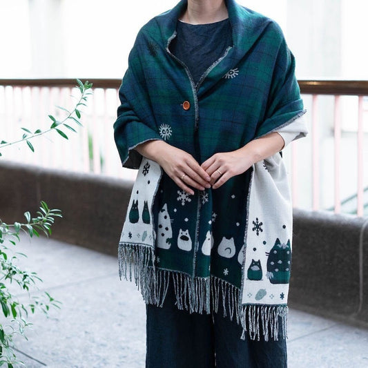 Official Ghibli Totoro Shoulder Shawl/Scarf • My Neighbor Totoro Jacquard Stole/Tippet/Cape/Put - on/Muffler - Kamaji Market