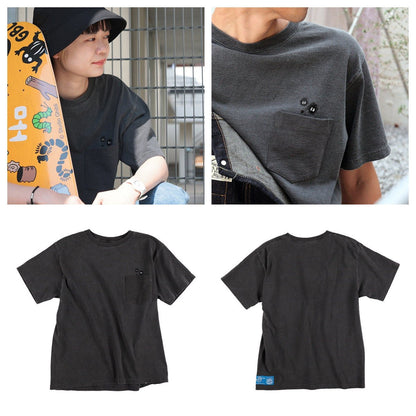 Official Ghibli Totoro T-shirt Embroided • My Neighbor Totoro GBL Summer Clothes/Top/Black Tshirt with Pocket - Kamaji Market