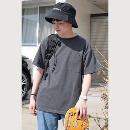 Official Ghibli Totoro T-shirt Embroided • My Neighbor Totoro GBL Summer Clothes/Top/Black Tshirt with Pocket - Kamaji Market