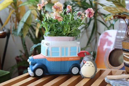 Official Ghibli Totoro with Bus Planter Cover • My Neighbor Totoro Pot/Home Decor/Interior Diorama - Kamaji Market
