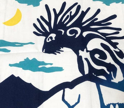 Official Ghibli Wall Hanging Hand - dyed • Mononoke Tenugui/Wall Decor/Tapestry/Interior Decoration • Yakul Forest Spirit - Kamaji Market