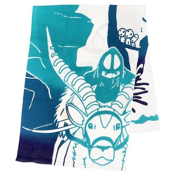 Official Ghibli Wall Hanging Hand - dyed • Mononoke Tenugui/Wall Decor/Tapestry/Interior Decoration • Yakul Forest Spirit - Kamaji Market
