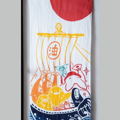 Official Ghibli Wall Hanging Hand - dyed • Spirited Away Tenugui/Wall Decor/Tapestry/Interior Decoration • Kaonashi No Face - Kamaji Market