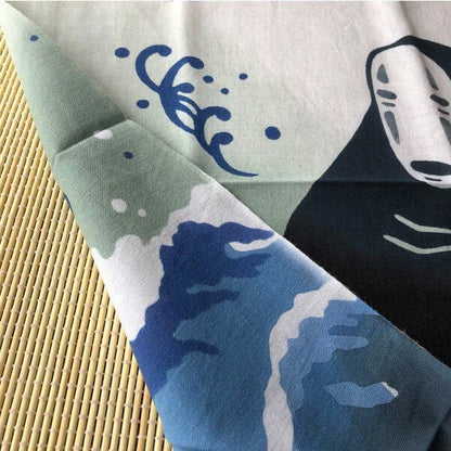 Official Ghibli Wall Hanging Hand - dyed • Spirited Away Tenugui/Wall Decor/Tapestry/Interior Decoration • No Face Kaonashi - Kamaji Market