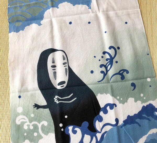 Official Ghibli Wall Hanging Hand - dyed • Spirited Away Tenugui/Wall Decor/Tapestry/Interior Decoration • No Face Kaonashi - Kamaji Market