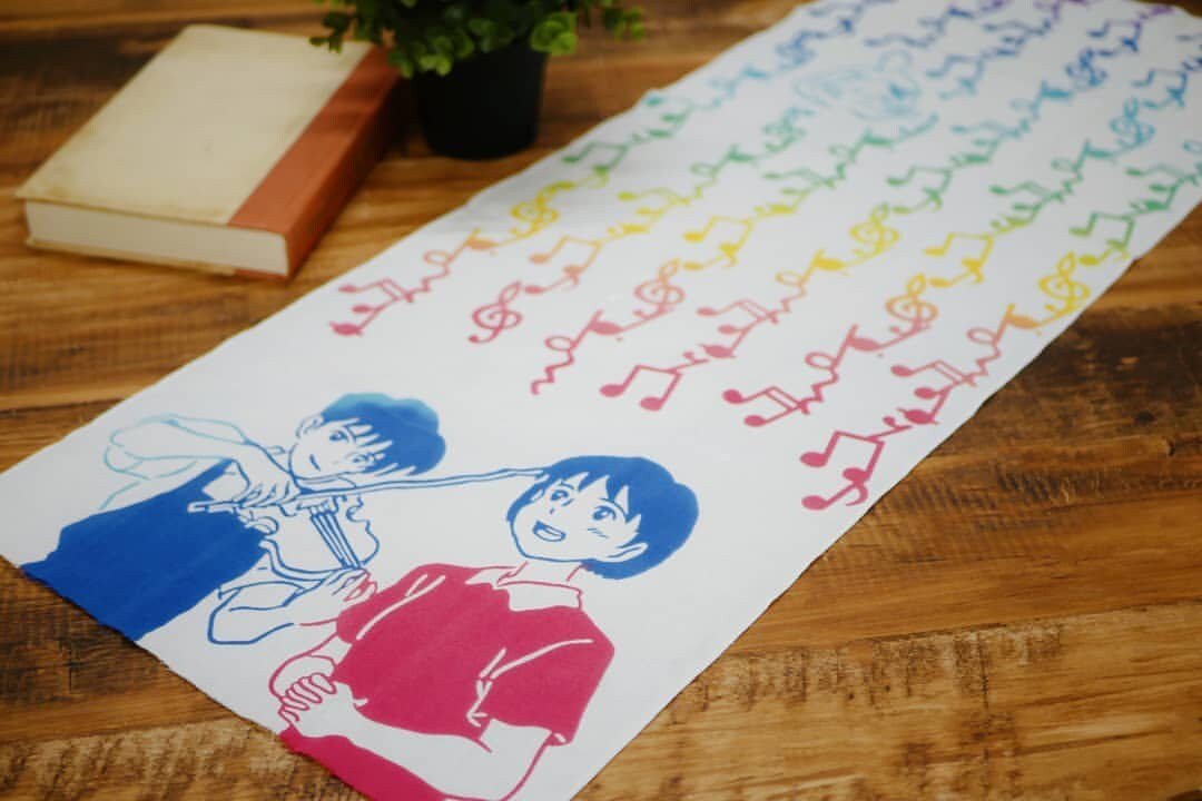 Official Ghibli Wall Hanging Hand - dyed • Whisper of the Heart Tenugui/Wall Decor/Tapestry/Interior Decoration - Kamaji Market