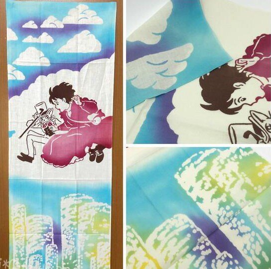 Official Ghibli Wall Hanging Hand - dyed • Whisper of the Heart Tenugui/Wall Decor/Tapestry/Interior Decoration • Baron - Kamaji Market