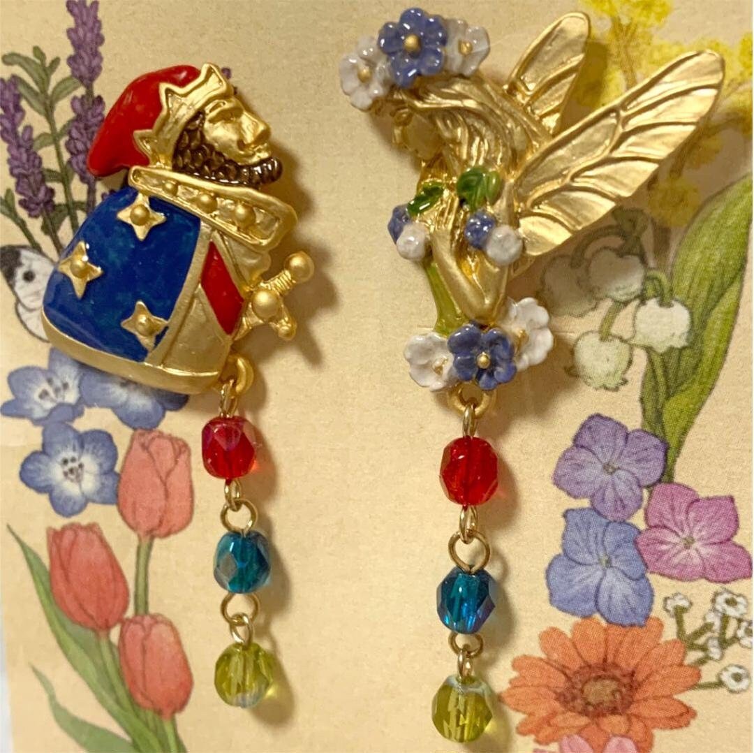 Official Ghibli Whisper of the Heart Earrings • Dwarf King & Elf Queen Handmade Earrings • Anime Japanese Jewelry - Kamaji Market