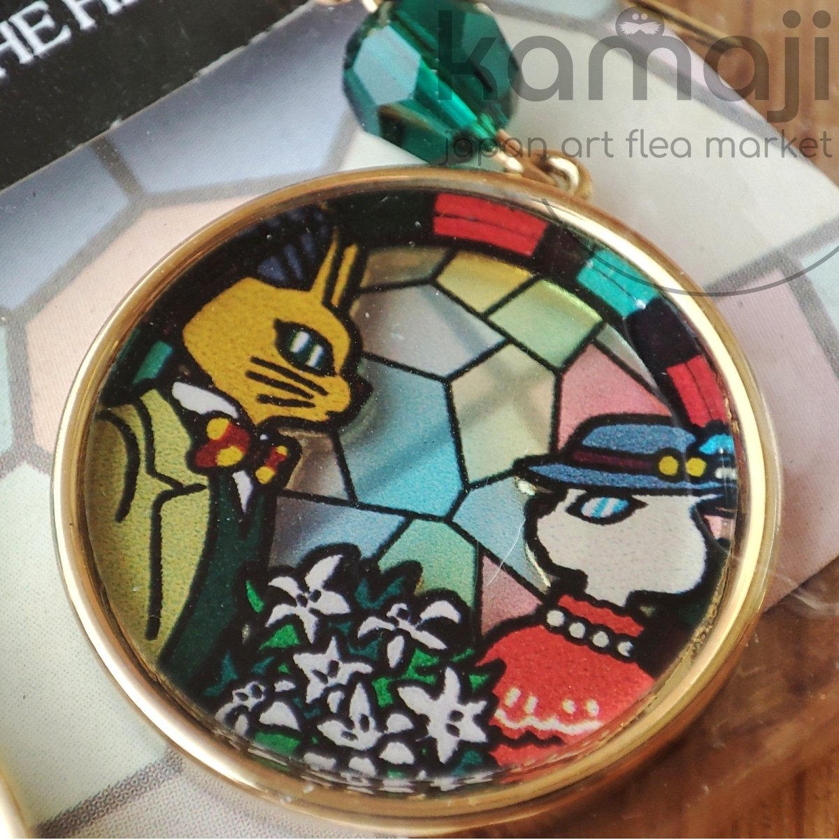 Official Ghibli Whisper of the Heart Earrings with Baron and Louise • Stained Glass Style - Kamaji Market