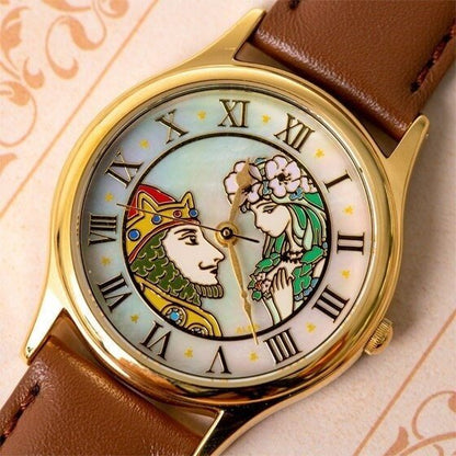 Official Ghibli Whisper of the Heart Watch • Dwarf King & Elf Queen Wrist Watch • Brown Gold Anime Watches - Kamaji Market