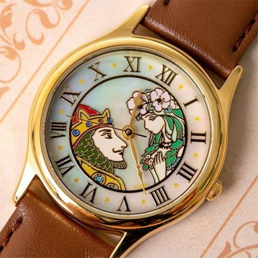 Official Ghibli Whisper of the Heart Watch • Dwarf King & Elf Queen Wrist Watch • Brown Gold Anime Watches - Kamaji Market