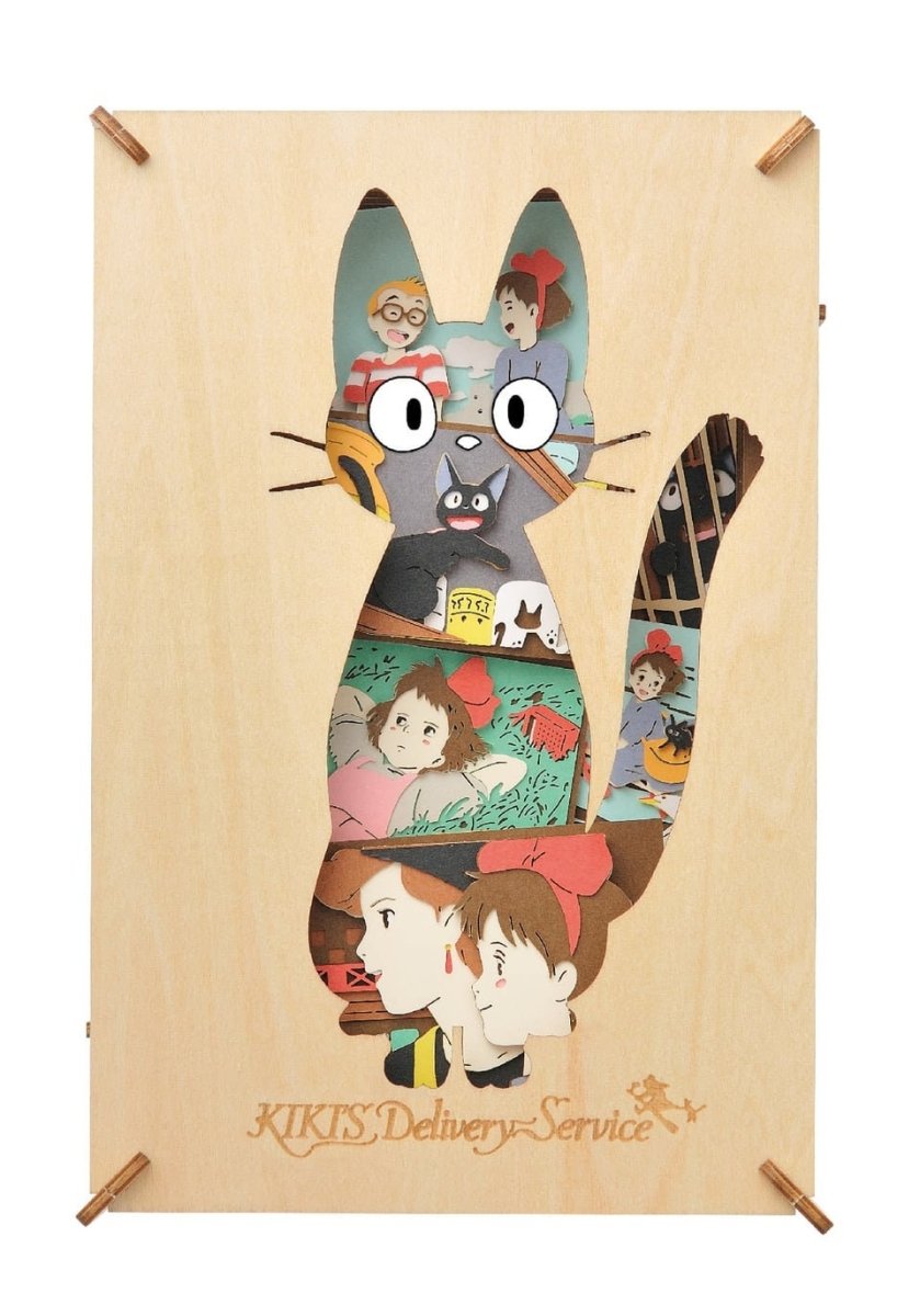 Official Ghibli Wooden Paper Theater/Puzzle • Kikis Delivery Paper Craft/Interior Diorama/Home Decor • Jiji Anime Scene - Kamaji Market