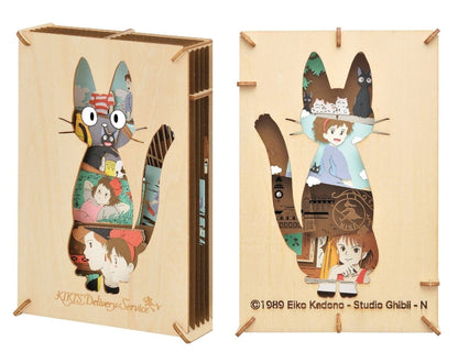 Official Ghibli Wooden Paper Theater/Puzzle • Kikis Delivery Paper Craft/Interior Diorama/Home Decor • Jiji Anime Scene - Kamaji Market
