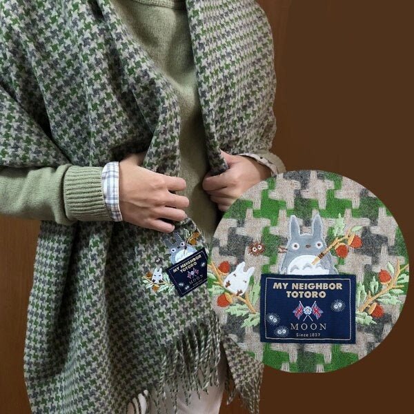 Official Ghibli Woolen Shoulder Shawl/Scarf • My Neighbor Totoro Jacquard Stole/Tippet/Cape/Put-on/Muffler - Kamaji Market