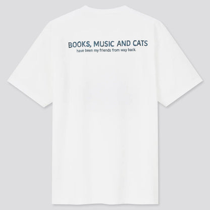 Official Haruki Murakami "Murakami RADIO" White T-shirt • Murakami RADIO UT White Tees with Cat • Japanese Art Merchandise Gift - Kamaji Market