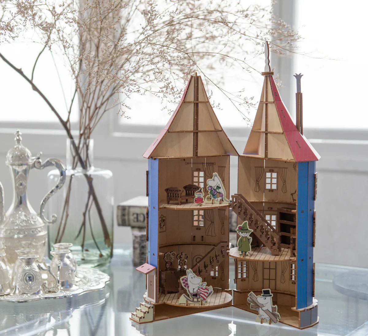 Official Moomin House Wooden Art ki - gu - mi 3D Puzzle • Home Decor/Interior Diorama • Moomintroll, Little My - Kamaji Market
