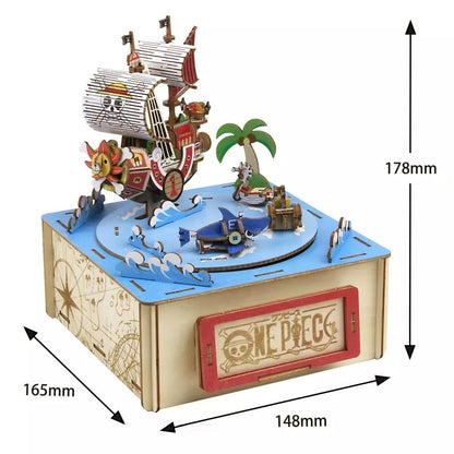 Official One Piece Wooden 3D Puzzle with Music Box • Straw Hat Crew Colored KI - GU - MI - Kamaji Market