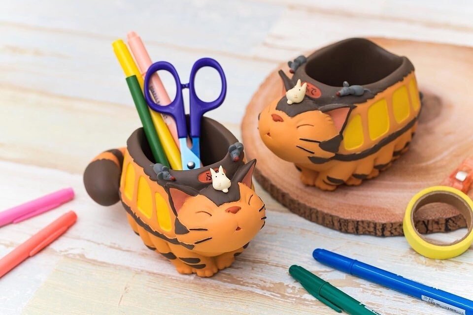 Official Studio Ghibli Catbus Planter Cover/Pen Holder • My Neighbor Totoro Pot/Vase/Stand/Replica/Home Decor/Diorama • Cat bus Anime Gift - Kamaji Market