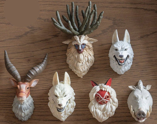 Official Studio Ghibli Figure/Magnet (Set of 6) • Princess Mononoke Figurine/Mini Statue/Replica/Home Decor/Interior Diorama - Kamaji Market