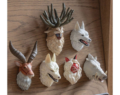 Official Studio Ghibli Figure/Magnet (Set of 6) • Princess Mononoke Figurine/Mini Statue/Replica/Home Decor/Interior Diorama - Kamaji Market