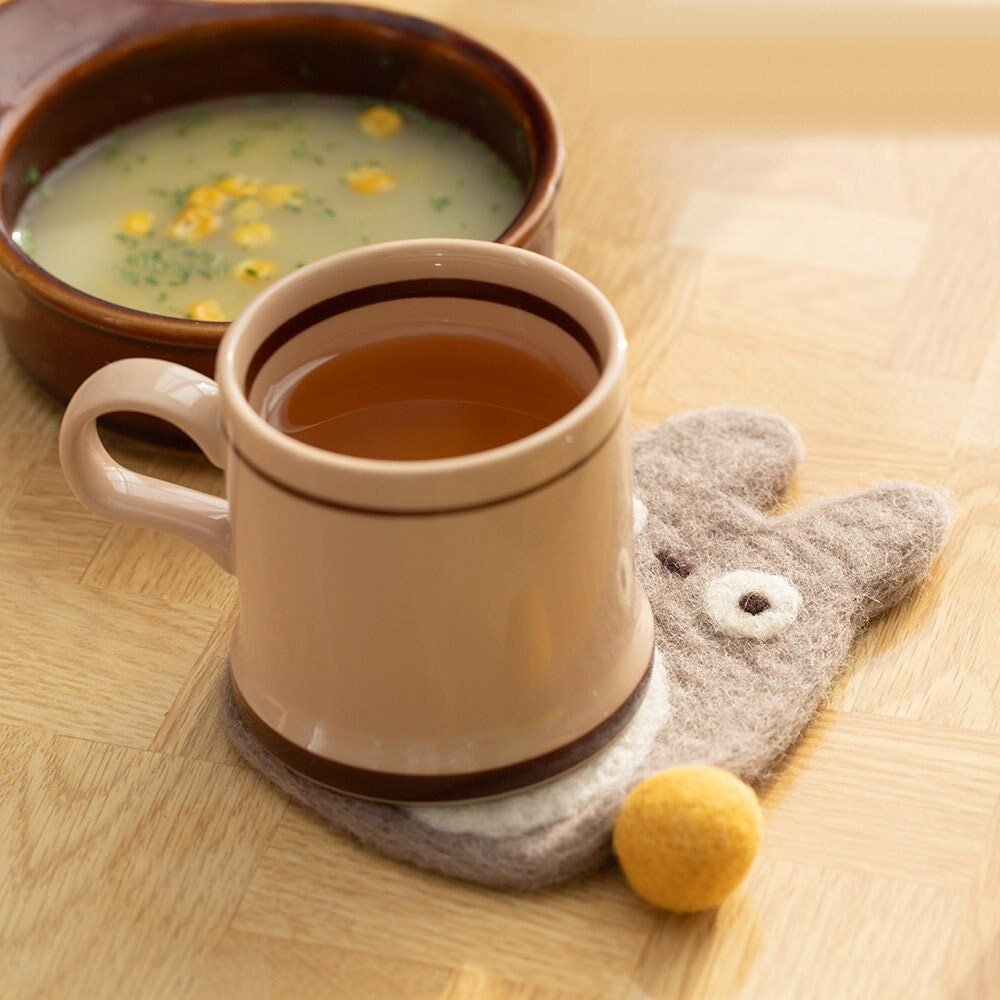 Official Studio Ghibli Handmade Wool Coaster • My Neighbor Totoro, Howls Moving Castle Mat/Beermat/Drink Coaster • Calcifer Anime Gift - Kamaji Market
