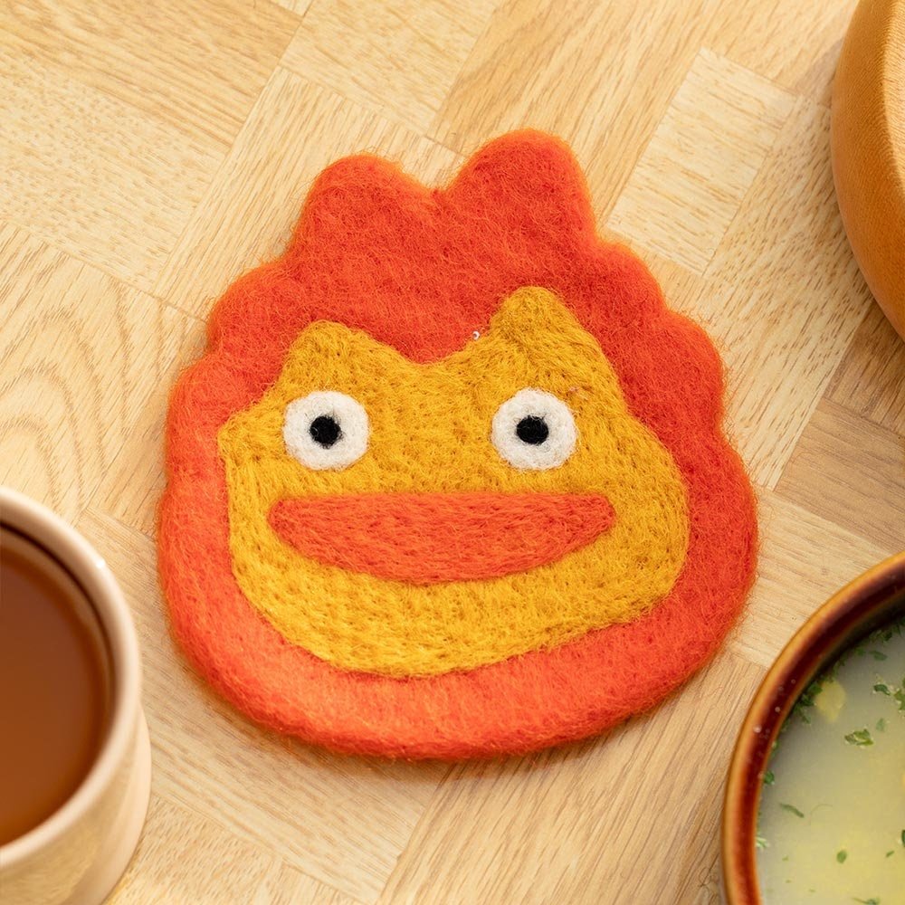 Official Studio Ghibli Handmade Wool Coaster • My Neighbor Totoro, Howls Moving Castle Mat/Beermat/Drink Coaster • Calcifer Anime Gift - Kamaji Market