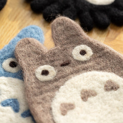 Official Studio Ghibli Handmade Wool Coaster • My Neighbor Totoro, Howls Moving Castle Mat/Beermat/Drink Coaster • Calcifer Anime Gift - Kamaji Market