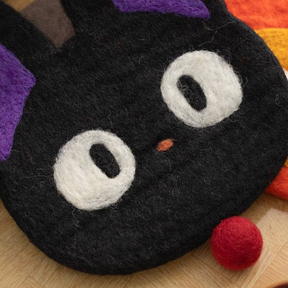 Official Studio Ghibli Handmade Wool Trivet • Totoro, Howl, Kikis Delivery Large Coaster/Place Mat/Pot Mat • Jiji, Calcifer Anime Gift - Kamaji Market