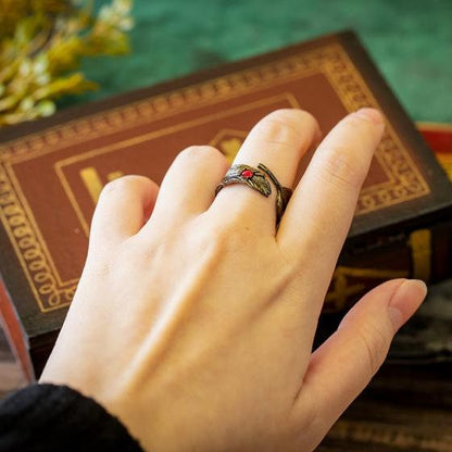 Official Studio Ghibli "Howl's Black Feathers" Ring • Howls Moving Castle Free Size Ring • Japanese Handmade Jewelry Gift - Kamaji Market