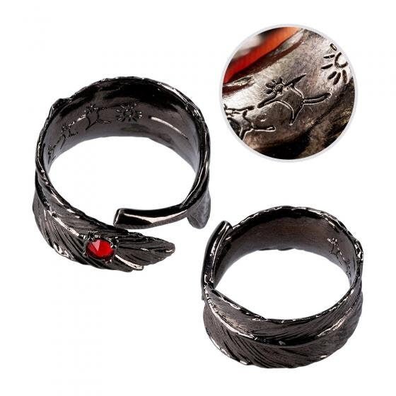 Official Studio Ghibli "Howl's Black Feathers" Ring • Howls Moving Castle Free Size Ring • Japanese Handmade Jewelry Gift - Kamaji Market