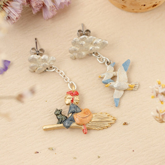 Official Studio Ghibli Kiki Earrings • Kikis Delivery Service Accessory • Japanese Handmade Jewelry - Kamaji Market