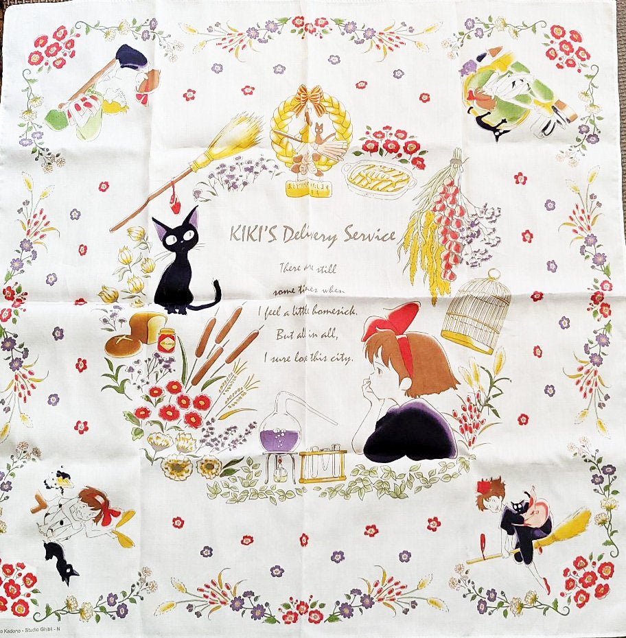 Official Studio Ghibli Neckerchief/Scarf/Handkerchief • Kikis Delivery Service Bandana/Tapestry/Wall Hanging/Interior Decor • Jiji Gigi Gift - Kamaji Market