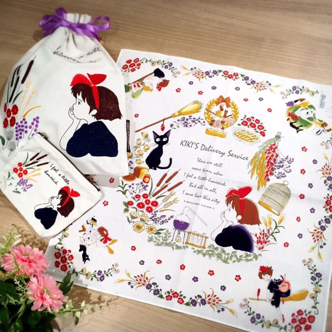 Official Studio Ghibli Neckerchief/Scarf/Handkerchief • Kikis Delivery Service Bandana/Tapestry/Wall Hanging/Interior Decor • Jiji Gigi Gift - Kamaji Market