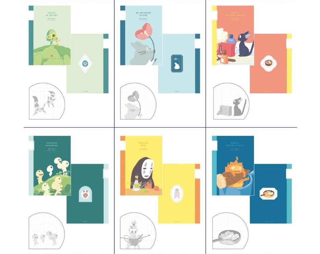 Official Studio Ghibli Notebook 2023 • Howl, Totoro, Spirited Away, Kikis Delivery, Mononoke, Laputa • Japanese Anime Stationery Gift - Kamaji Market