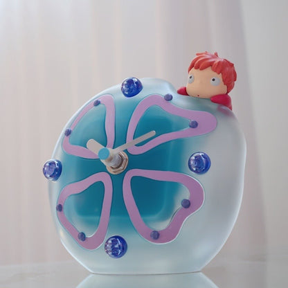 Official Studio Ghibli Ponyo Table Clock • Ponyo and Jellyfish Figure/Home Decor/Interior Diorama - Kamaji Market
