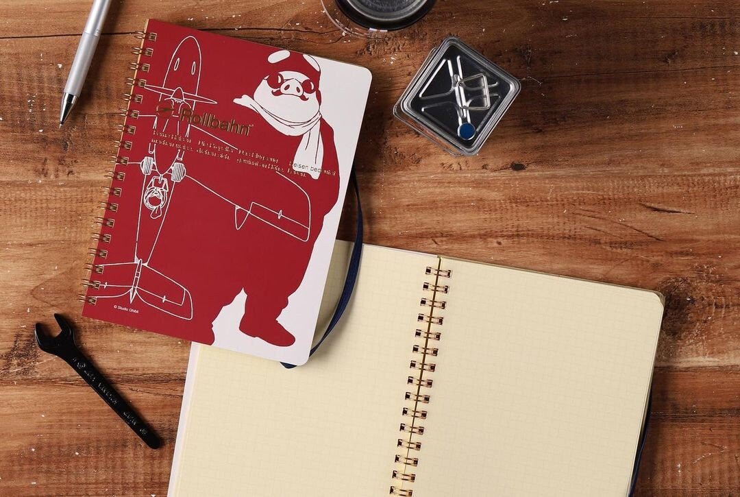 Official Studio Ghibli Porco Rosso Notebook • Crimson Pig Notepad/Sketchbook/Planner/Diary • Rollban Spiral Book/Japanese Stationery Gift - Kamaji Market