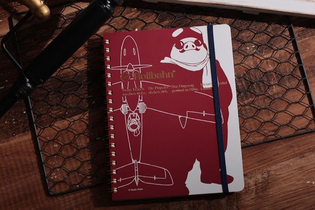 Official Studio Ghibli Porco Rosso Notebook • Crimson Pig Notepad/Sketchbook/Planner/Diary • Rollban Spiral Book/Japanese Stationery Gift - Kamaji Market