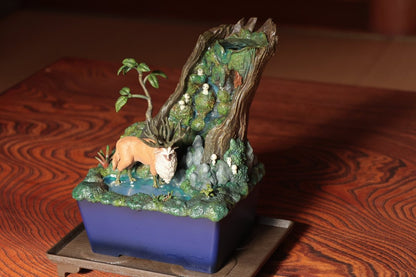 Official Studio Ghibli Princess Mononoke Water Garden • Forest Spirit Bonsai Diorama Fountain - Kamaji Market