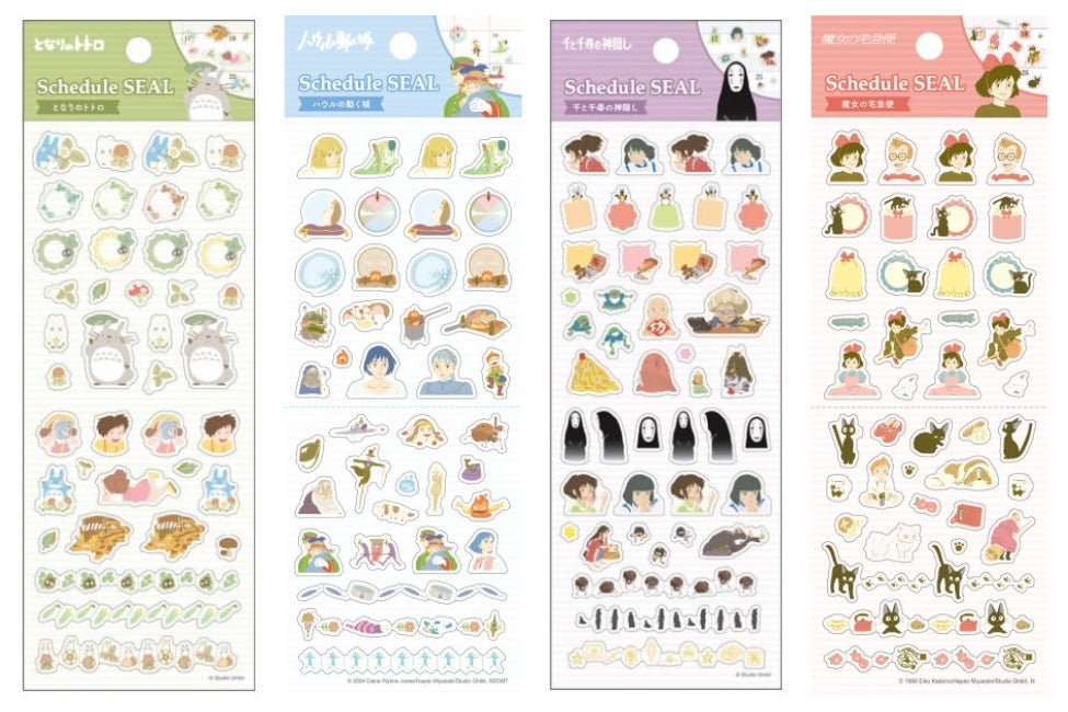 Official Studio Ghibli Stickers Set 2026 • Howl, Totoro, Spirited Away, Kikis Delivery, Laputa • Schedule Book/Notebook/Planner/Diary/Stationery - Kamaji Market