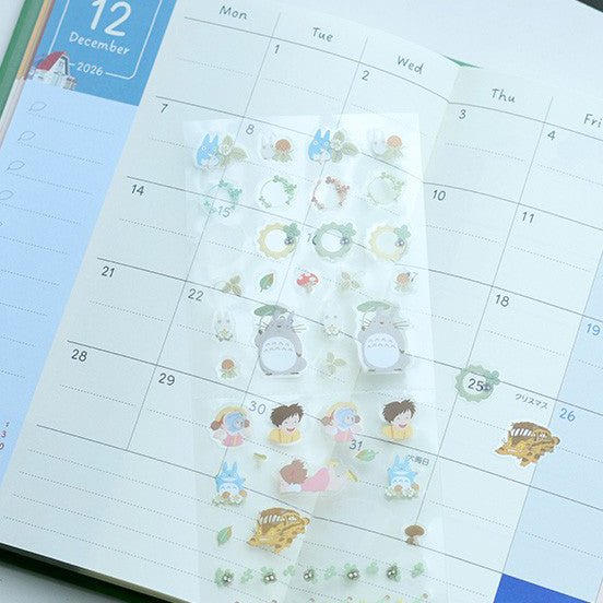 Official Studio Ghibli Stickers Set 2026 • Howl, Totoro, Spirited Away, Kikis Delivery, Laputa • Schedule Book/Notebook/Planner/Diary/Stationery - Kamaji Market