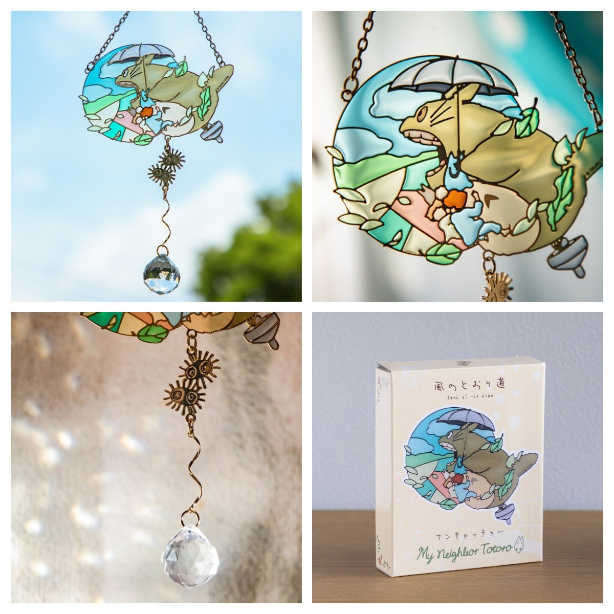 Official Studio Ghibli Sun Catcher/Wall Hanging • Totoro/Kikis Delivery/Howls Moving Castle/Laputa • Stained Glass style Home/Garden Decor - Kamaji Market