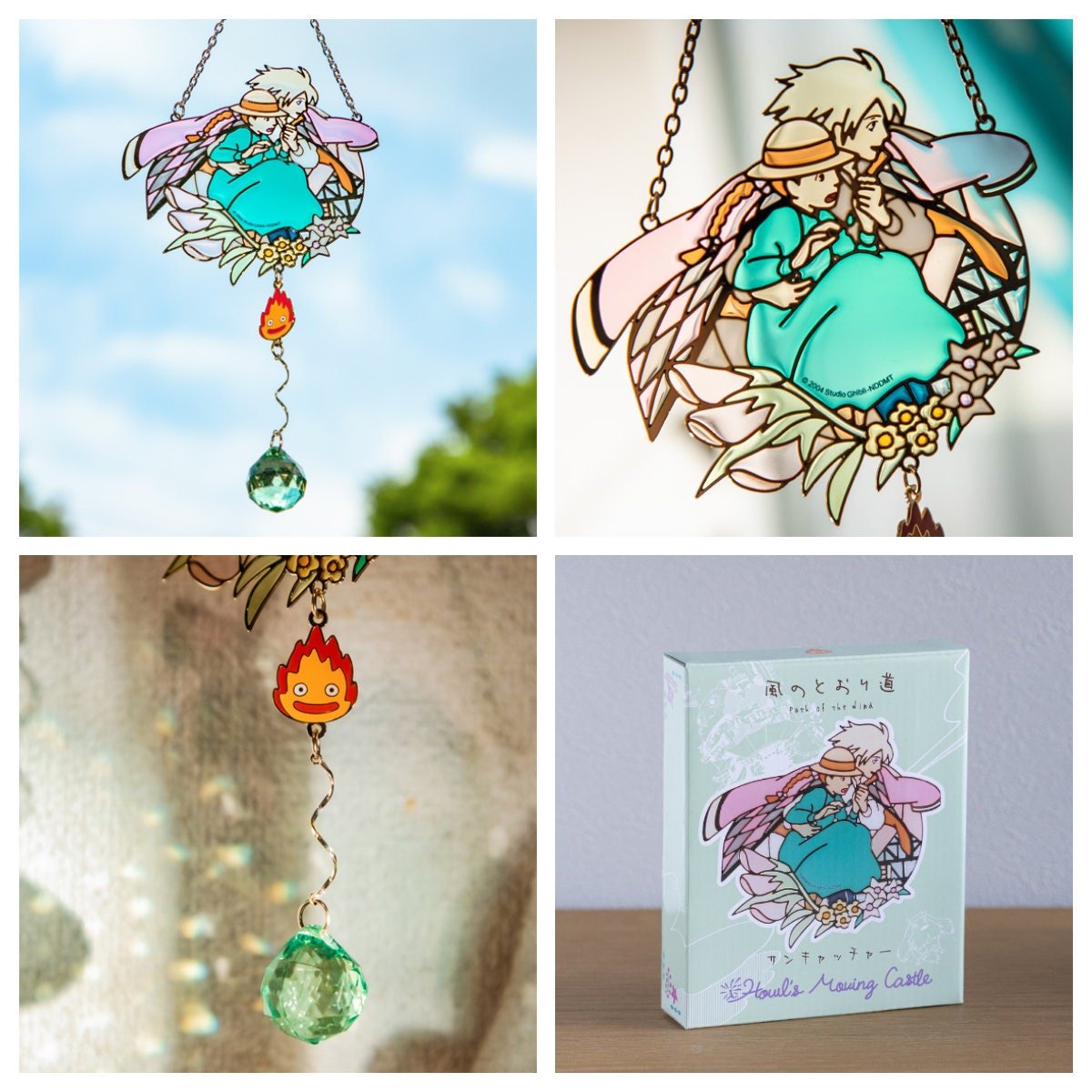 Official Studio Ghibli Sun Catcher/Wall Hanging • Totoro/Kikis Delivery/Howls Moving Castle/Laputa • Stained Glass style Home/Garden Decor - Kamaji Market