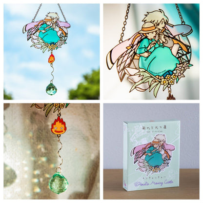 Official Studio Ghibli Sun Catcher/Wall Hanging • Totoro/Kikis Delivery/Howls Moving Castle/Laputa • Stained Glass style Home/Garden Decor - Kamaji Market