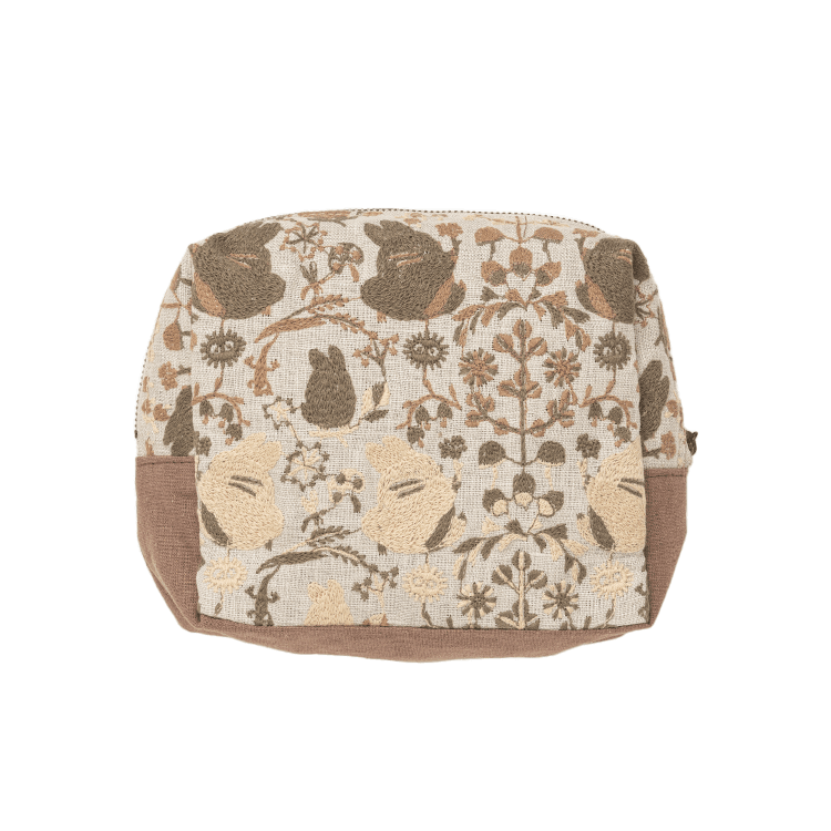Official Studio Ghibli Totoro Beige Embroidery Pouch • My Neighbor Totoro Cosmetic/Makeup Bag • Ghibli Museum Exclusive - Kamaji Market
