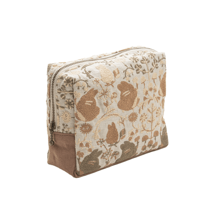 Official Studio Ghibli Totoro Beige Embroidery Pouch • My Neighbor Totoro Cosmetic/Makeup Bag • Ghibli Museum Exclusive - Kamaji Market