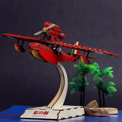 Porco Rosso Wooden 3D Puzzle/Diorama • KI-GU-MI craft - Kamaji Market