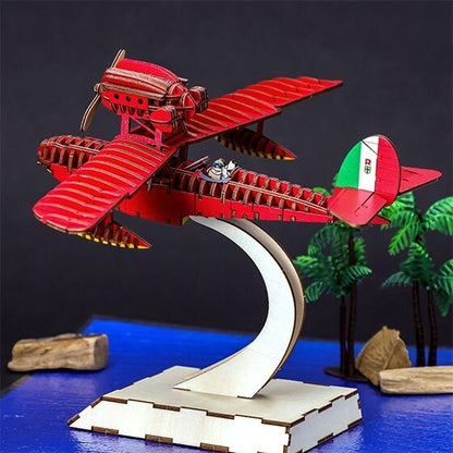Porco Rosso Wooden 3D Puzzle/Diorama • KI-GU-MI craft - Kamaji Market