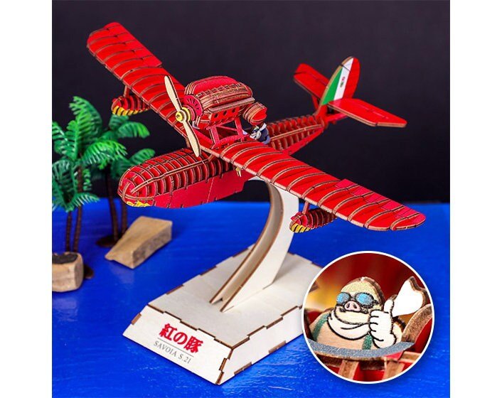 Porco Rosso Wooden 3D Puzzle/Diorama • KI-GU-MI craft - Kamaji Market